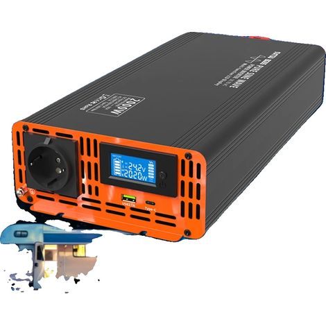 Inverter di potenza, uscita 2000W, molteplici funzioni di protezione, Europa, DC 24V, AC 220V 50Hz (1/5)