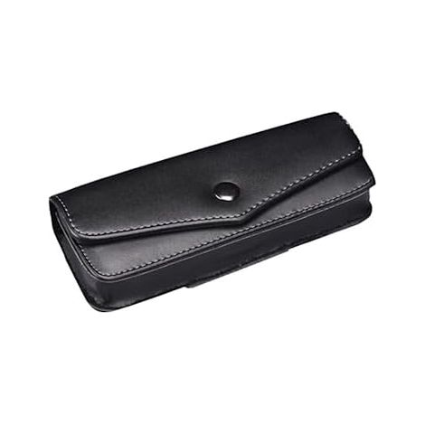Estuche rígido de cuero negro para gafas, negro, talla única