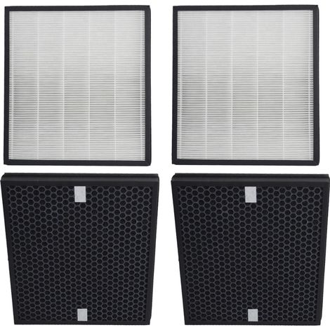 Trade-Shop Ersatz für 2x HEPA-Filter + 2x Aktivkohle-Filter Philips AC4158/00 kompatibel mit Philips AC4080/10 2-in-1 Kombigerät Luftreiniger / Austauschfilter Set (1/2)