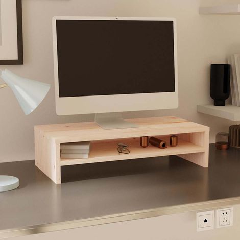 vidaXL Soporte de monitor madera maciza de pino 50x24x13 cm (1/5)