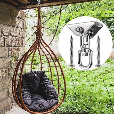 Deckenhaken aus Edelstahl 304, Tragkraft 500 kg, 360° drehbar, zur Befestigung an Beton und Holz, für Hängesessel, Hängelampen, Hängematten, Yoga, mit 4 Befestigungsschrauben (1/3)
