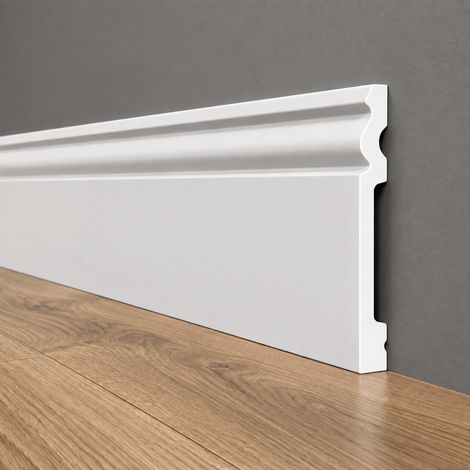 pacco da 112ML di Battiscopa RESISTO in polimeri extracompatti mod. DUCALE Bianco mis. 120x15mm