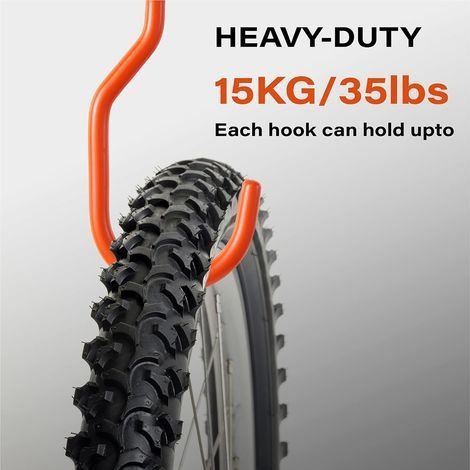 Set mit 8 Fahrradhaken, Werkzeugen – Universalhaken, Wandhalterung zum Einschrauben, Leiter, Verlängerung und Elektrowerkzeuge – Orange (1/4)