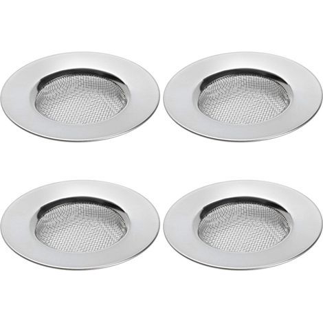Lot de 4 crépines d'évier pour douche, collecteur de cheveux pour trou de bonde pour baignoire ou évier de cuisine, crépine de vidange d'évier en acier inoxydable. Diamètre 6,4 cm (1/5)
