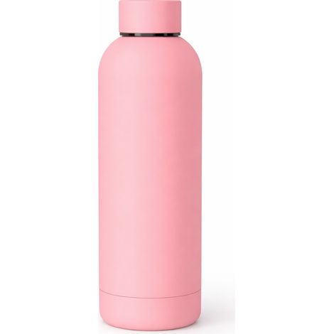 Botella térmica de acero de 500 ml para bebidas frías y calientes, color rosa salmón. (1/5)