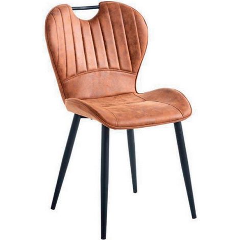 Chair Metal Legs - Faux Leather - L52 x W44 x H86 cm - Dark Brown