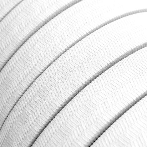 Creative-Cables, Cavo elettrico piatto per catenaria, Rivestito in tessuto effetto seta, Bianco CM01, 1 m, Resistente agli UV