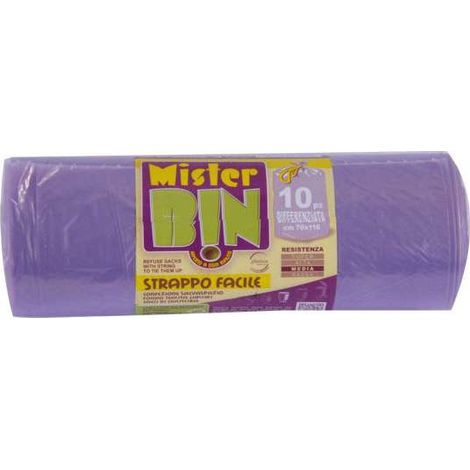 Sacco Immondizia Legacci Viola 70X110 pz.10 Mr.Bin (1/2)
