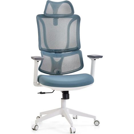 [GEBRAUCHT] B-Ware My Buero Bürostuhl Drehstuhl Stuhl Ergomy W Netz Stoff Homeoffice Weiß Blau