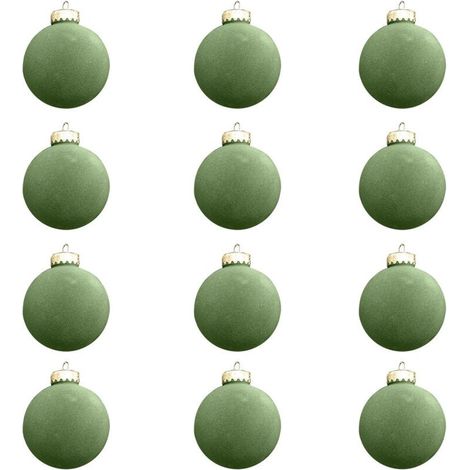 Lot de 12 Boules De Noël en Velours Boules de Noël Floquées en Suspendre pour Sapin de Noël Vert/Rouge Décorations De Noël en Velours Boules De Noël pour Décoration d'arbre De Noël 6 cm (Vert)
