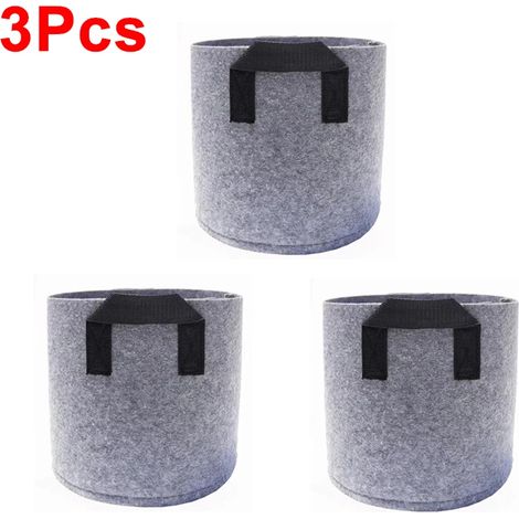 (Lot de 3 sacs de culture gris de 7 gallons (35 x 28 cm) pour légumes, fleurs et plantes. Sacs de culture épais en tissu non tissé avec poignées et aération. (1/4)