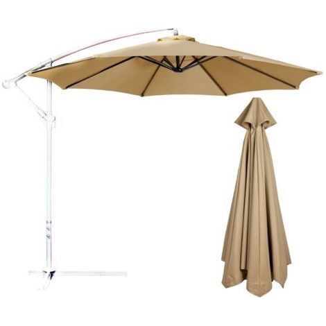 Funda de sombrilla 270 cm, tela de poliéster impermeable y resistente a los rayos UV, compatible con sombrillas de 8 varillas, marrón (1/5)