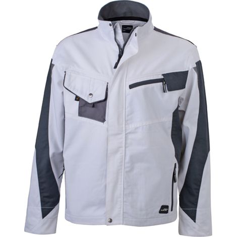 James & Nicholson Arbeitsjacke JN821 Gr. L weiß/grau (1/2)