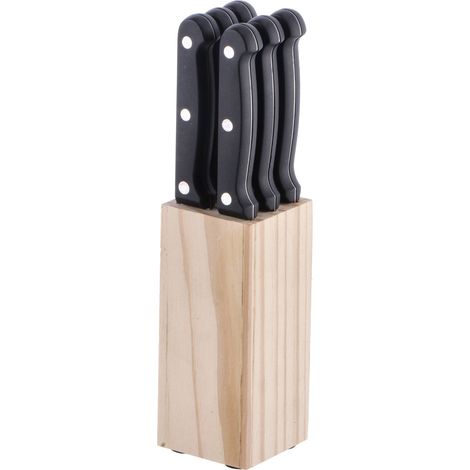 Regalo Italiano Set 6 Coltelli in Acciaio con Ceppo in Legno