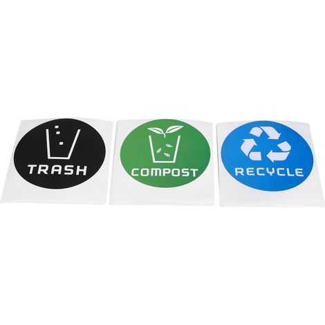 Lot de 60 autocollants ronds « Recyclage » pour poubelles, conteneurs à déchets et bacs de recyclage (1/5)