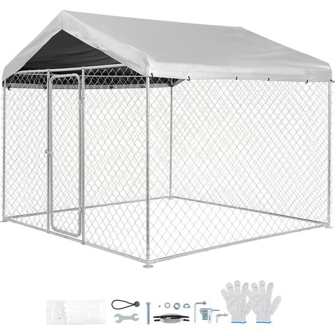 Mophorn Großer Hundezwinger 2,3 x 2,3 x 2,15 m, Hundehütte mit Sicherheitsschloss, Outdoor Hundehaus mit UV-beständigem und wasserdichtem Dach, Robustes Gehege für Hunde (1/5)