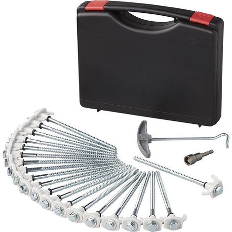 Piquet de tente 20 cm en métal vissable avec crochet plastique + adaptateur - lot de 20 pcs. au cas où (1/5)