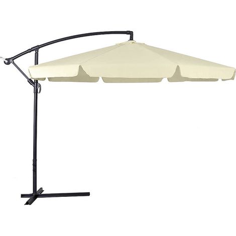 Gartenschirm 3x3 mt mit dezentralem Pfosten und Kurbel�ffnung. Achteckiges Tuch mit Airvent-System in beige