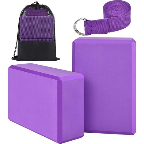 Brick Yoga Set of 2 Yoga Block Yoga Blocks Bricks Kit Yoga Accessories with Strap and Yoga Bag 【Set of 4 Pieces】 (1/5)