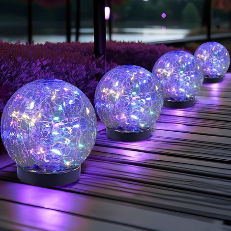 Globes solaires étanches pour l'extérieur - Globes solaires pour jardins - Globe en verre craquelé pour éclairage solaire extérieur - AquaForge (1/5)