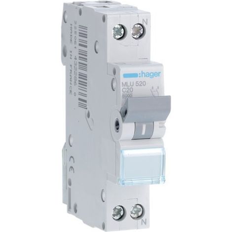 HAGER MLU520 Automático magnetotérmico ML curva-C 1P+N 20A