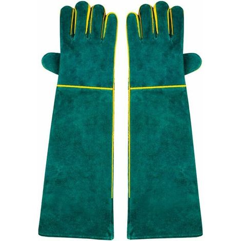 1 Pair Welding Gloves, 58cm Shoulder Length Split Cowhide, Foam Lined, Red Long for MIG, TIG Welders, BBQ, Gardening, Stove, Fireplace