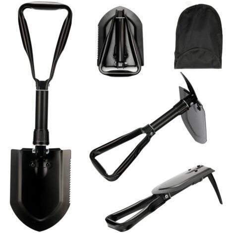 Pala pieghevole multifunzionale da 58 cm, borsa per il trasporto con cinghia in acciaio al carbonio ultra resistente e stabile, combinazione pala da campeggio pieghevole, adatta per escursionismo e ca
