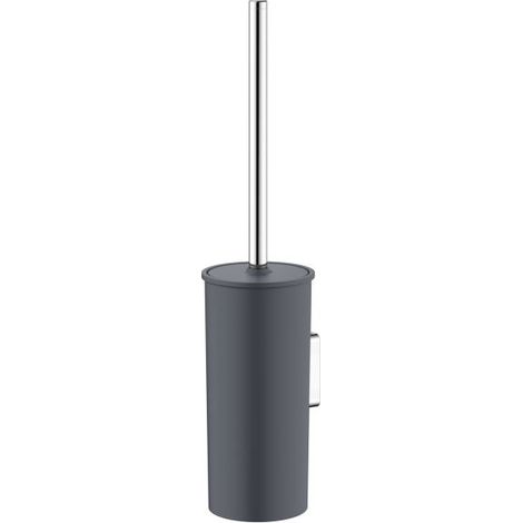 KEUCO Moll set de brosses de toilettes 12764010101 avec boîtier en plastique, brosse avec couvercle, modèle mural, chromé/anthracite