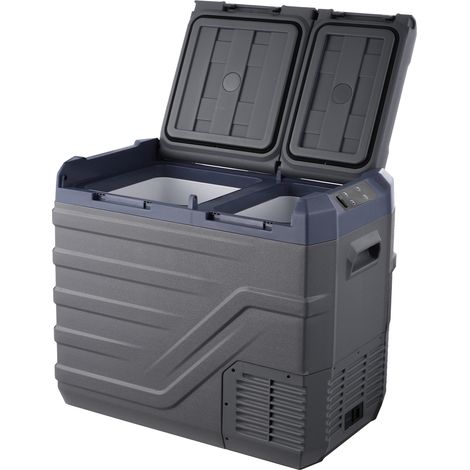 Mophorn Nevera de Compresión Portátil 40 L Mini Nevera para Coche de Doble Zona Temperatura Ajustable de -20 °C a 20 °C Nevera Portátil 12/24 V CC y 100-240 V CA para Camión, Barco, Casa, Camping