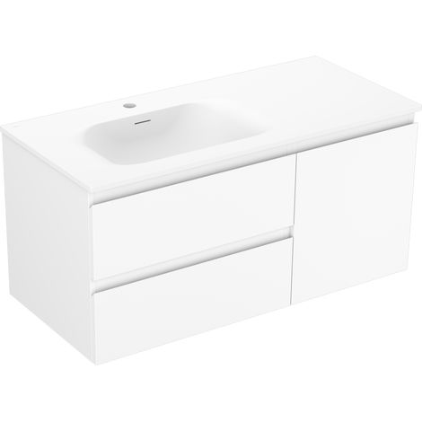 Mexen Orio armadietto da bagno 100 cm con lavabo Vela sinistro, 2S, 1D, bianco opaco - 91A13-10047-3-BBFFFF01-W23L01 (1/5)