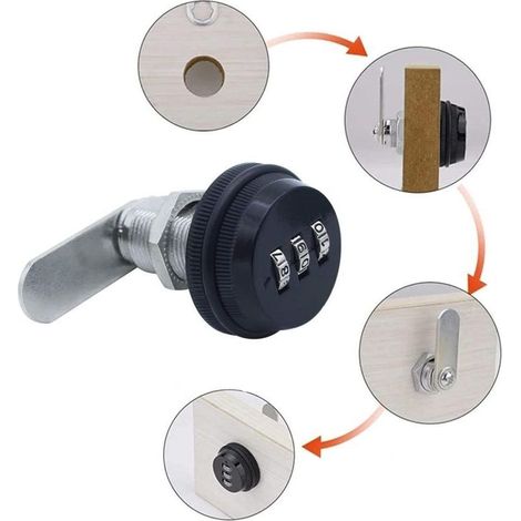 2 Pièce Cam Cabinet Code Lock, Verrouillage Tiroir Mot de Passe, Serrure Armoire Mécanique, Code Verrouillage Serrure, pour Portes de Tiroir de Sécurité, Coffres à Outils, Casiers (1/4)