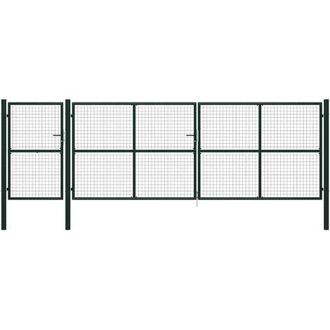 Portail de jardin en acier vert 500 x 150 cm