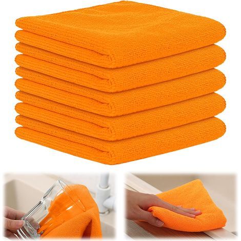Lot de 5 chiffons de nettoyage en microfibre, chiffon de nettoyage ultra doux, torchon, essuie-tout, chiffons de nettoyage super absorbants et non pelucheux, chiffons de nettoyage réutilisables 30 x 3 (1/5)