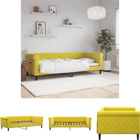 The Living Store Tagesbett Gelb 90x200 cm Samt - Betten & Bettgestelle (1/5)