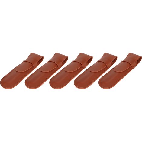 Étui de tondeuse portable 5 pièces, texture exquise, marron, toucher agréable, étui de protection pour coiffeur (1/5)