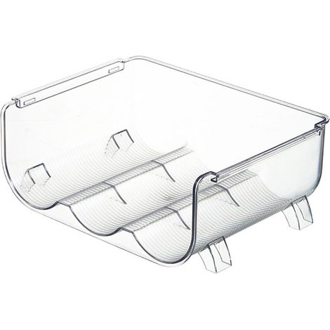 Range-bouteilles empilable transparent 3 compartiments, support de bouteilles d'eau pour bureau cuisine placard (1/5)