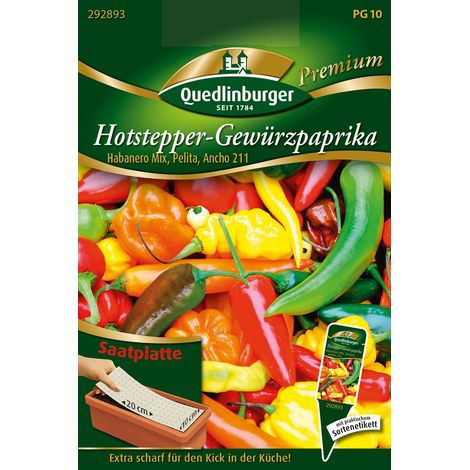 Quedlinburger Saatgut – Piments Hotstepper – Plaque de semis, trio de piments forts, graines de légumes Premium (1/2)