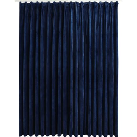 INLIFE Rideau occultant avec crochets Velours Bleu foncé 290x245 cm (1/5)
