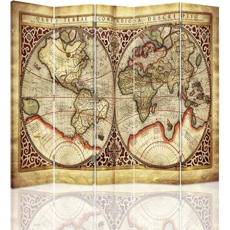 Paravento bilaterale, Mappa del mondo antico - 180x170 (1/5)