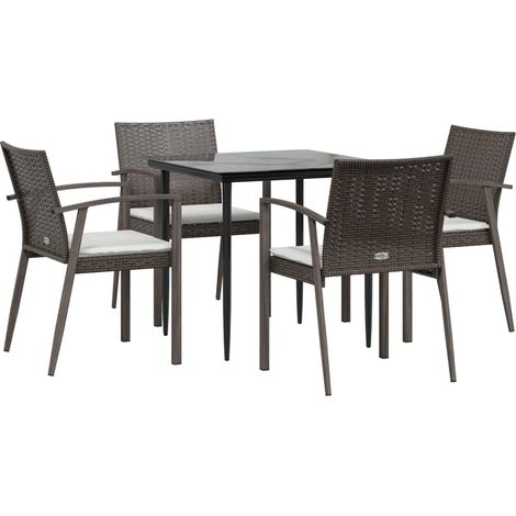 Set Pranzo da Giardino 5pz con Cuscini in Polyrattan e Acciaio vidaXL (1/4)