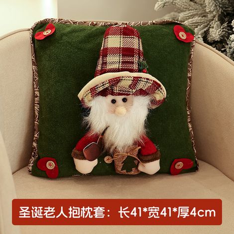Weihnachtsdekoration, Kissenbezug mit Cartoon-Motiv (alter Mann), Zylinderhut-Puppe, Dekoration für eine gemütliche Party zu Hause