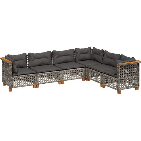 Maison Exclusive - 6-tlg. Garten-Sofagarnitur mit Kissen Grau Pol (1/5)