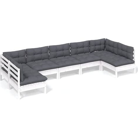 Maison Exclusive - Muebles de jardín 7 pzas y cojines blanco made (1/5)