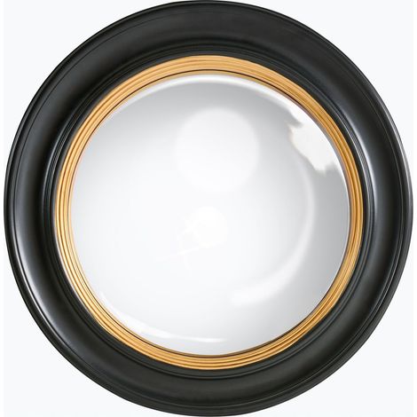Specchio a parete di forma rotonda Telaio in PU 66 x 66 cm Vetro Nero Malo