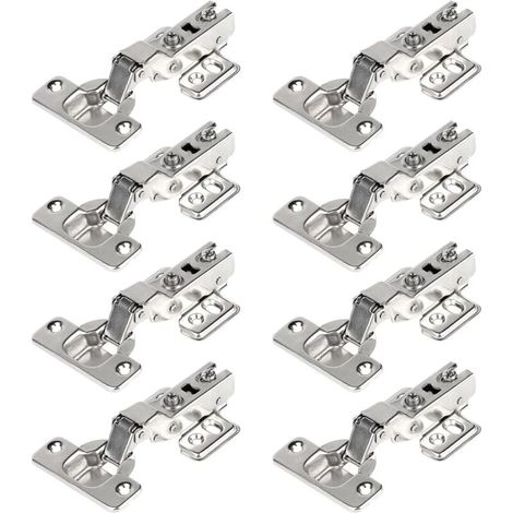 RHG 110 Degré Plein Recouvrante 35mm Soft Close Charnieres avec Amortisseur Hydraulique Fermeture Automatique Charnière pour Armoires de Porte Cuisine 8 Pcs