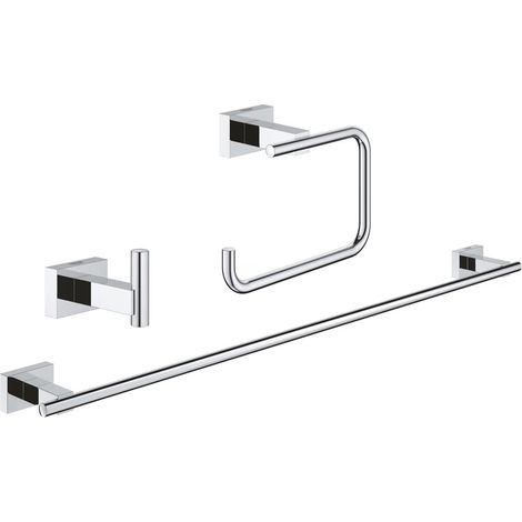 GROHE 40777001 Essentials Cube 3-in-1 Guest Bathroom Accessories Set Chrome