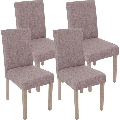 Juego de 4 sillas de cocina comedor en tela gris con patas de madera clara 040000599
