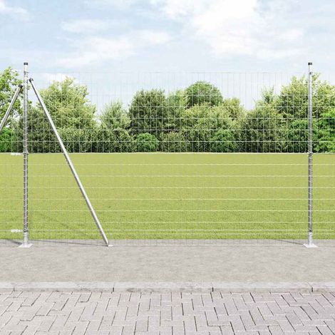 Zaun mit Pfosten Silber 1,6 x 10 m Stahl