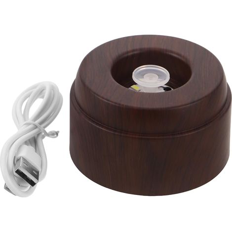 Socle rotatif LED pour boule de cristal, texture bois brun et lumière (1/5)