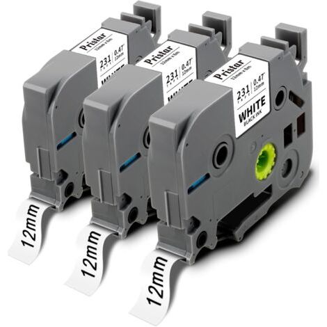12mm Compatible pour Brother TZe-231 TZ231 TZ-231 Tze Noir sur Blanc Laminé Cassette pour Brother PT-H100LB H107B E110 H200 P300BT P700 D400VP H100lb (1/5)